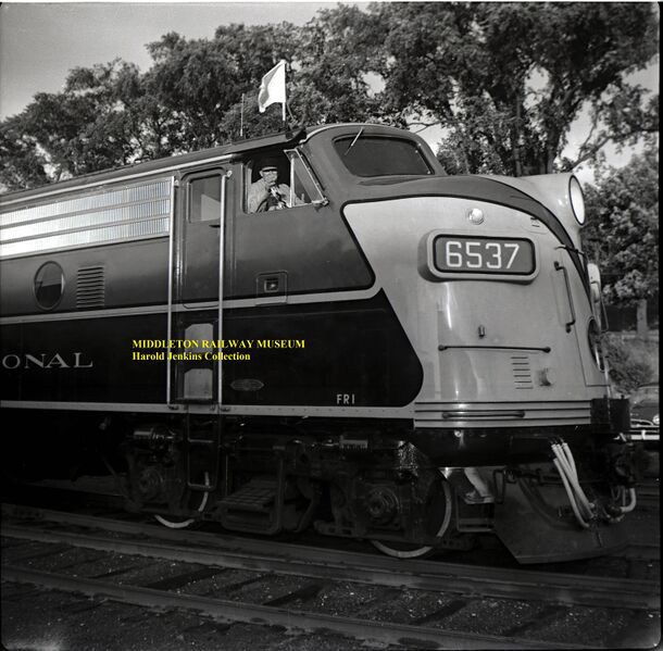 File:CNR - Engine 6537 with Glen Conrad - Princess Margaret Train - Windsor - Harold Jenkins Photo - Summertime 1958.JPG